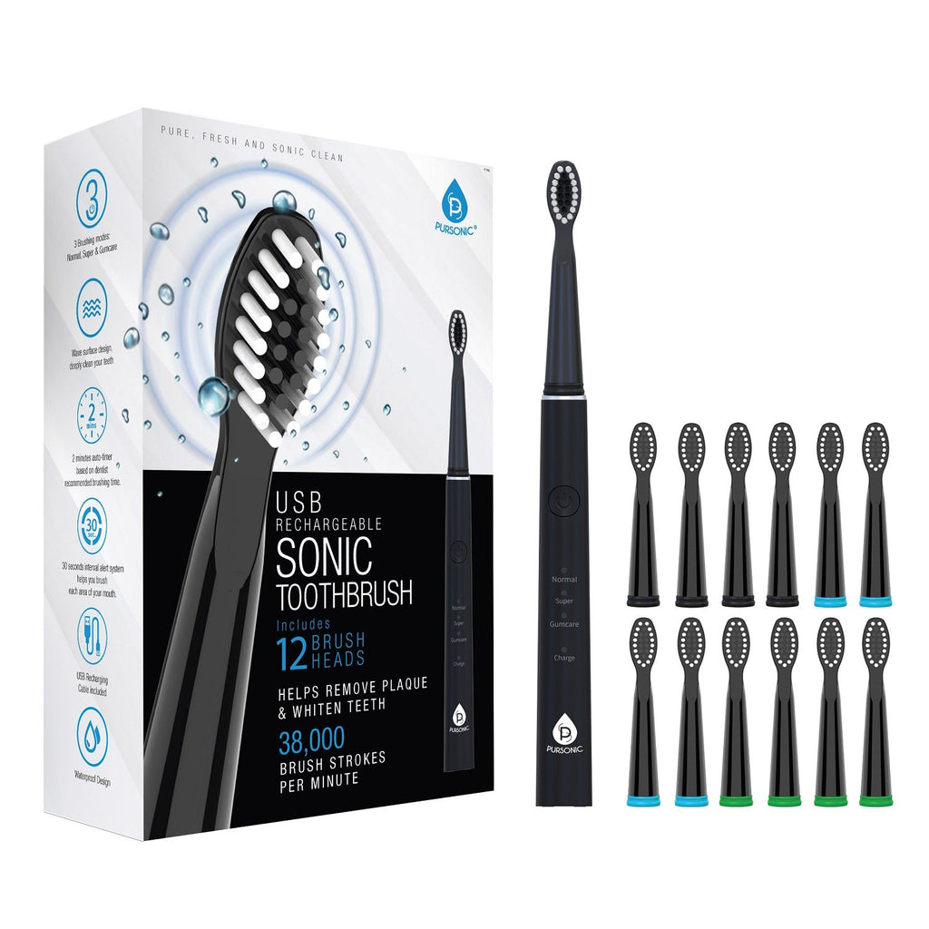 USB Rechargeable Electric toothbrush with 12 Brush Heads