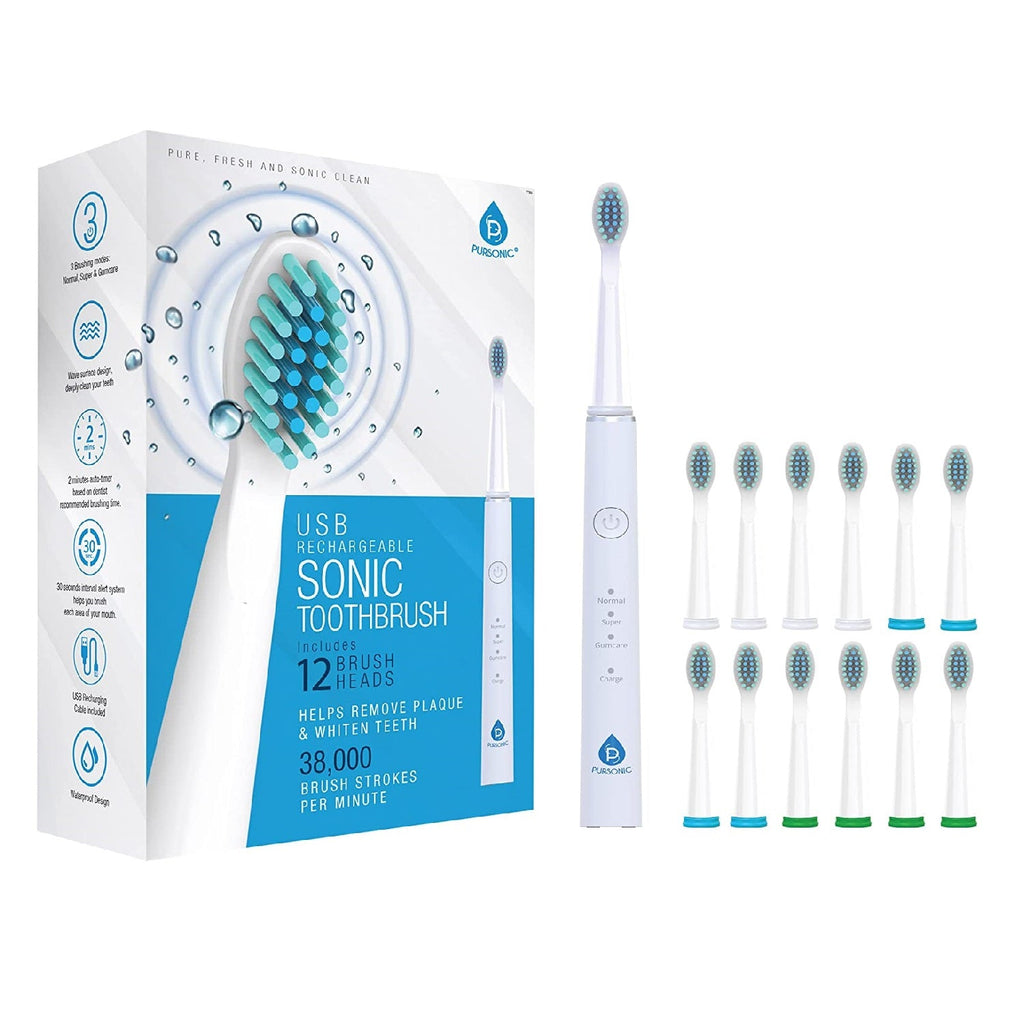 USB Rechargeable Electric toothbrush with 12 Brush Heads