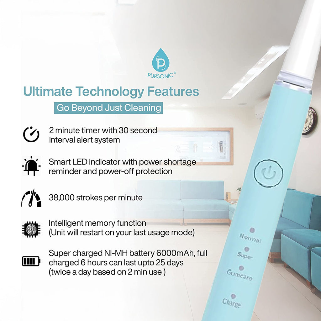 USB Rechargeable Electric toothbrush with 12 Brush Heads