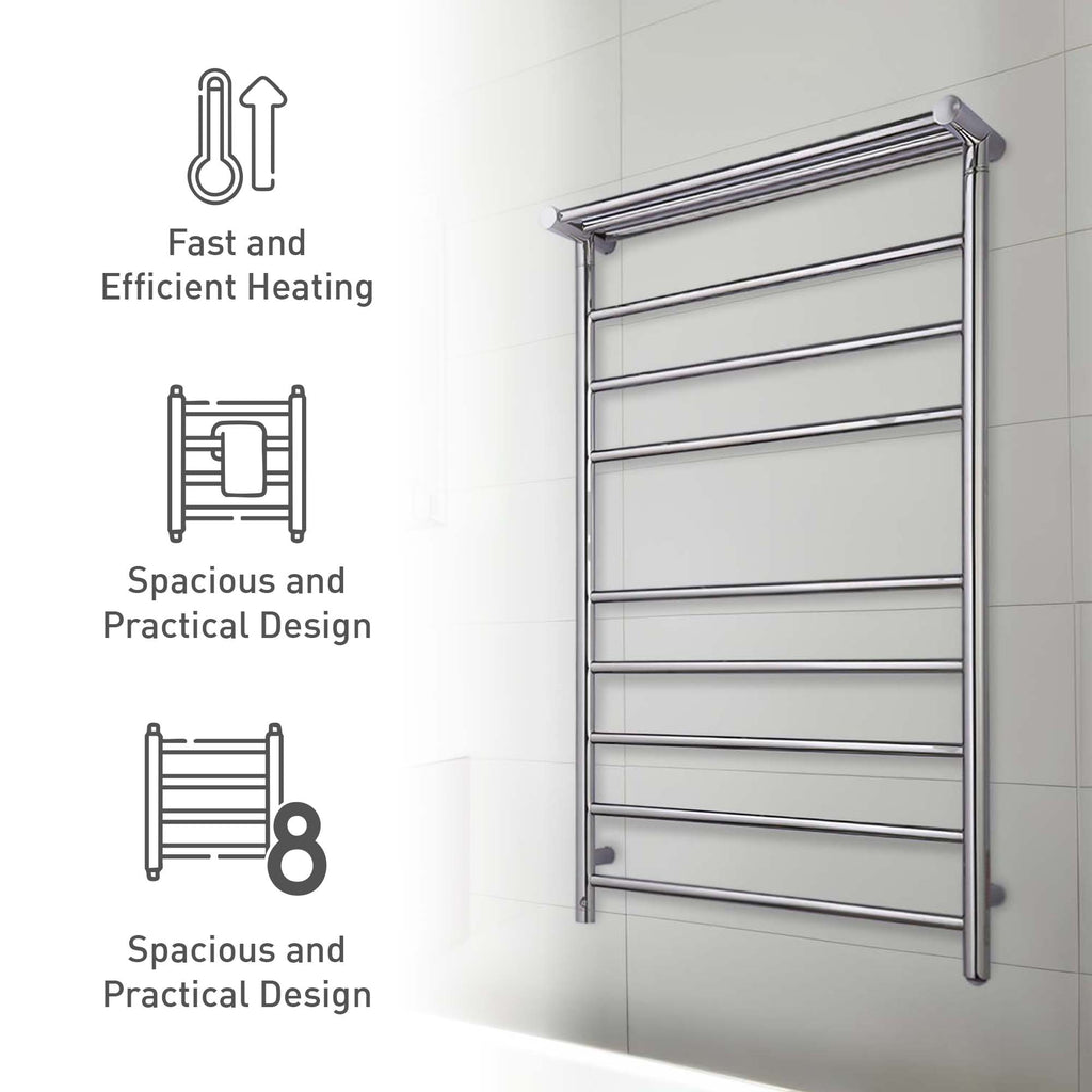 Pursonic Wall Mount Electric Towel Warmer with 8 Heated Bars Plus 3 Non-heated Bars